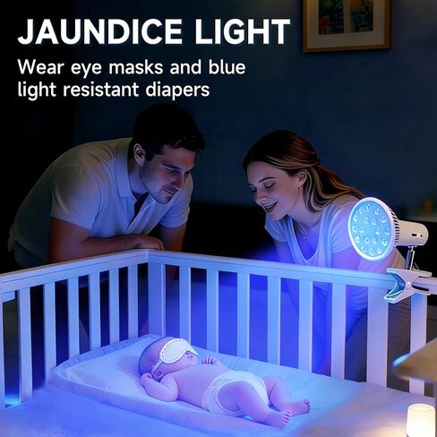 Jaundice Light Therapy Newborn, Bilirubin Light Lamp for Jaundice Baby, Neonatal Baby Jaundice Treat Blue Ray Light, Portable Infant Bilirubin Light with 18 Led Light, Biliblanket Light with Eye Mask in Saudi Arabia