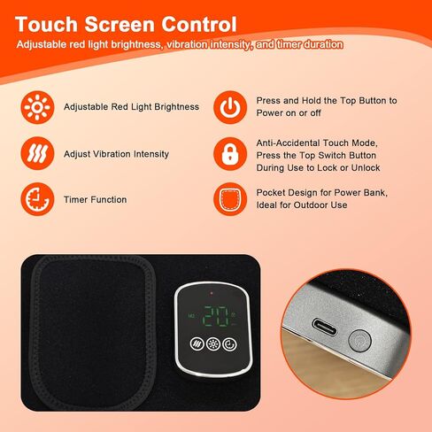 Red Light Therapy Belt for Body, 660nm & 850nm, 105 LED Beads, 5-Level Dimming, 3-Speed Vibration, & 3 Timed Modes Rechargeable Heating Waist Wrap for Back, Knee, Abdomen in Saudi Arabia