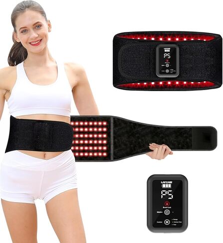 Red Light Belt for Back & Abdomen, Cordless Infrared Light Wrap with Pulse/Vibration Massage & Timer, Relaxing Waist Wrap for Daily Wellness, Gift for Family in Saudi Arabia