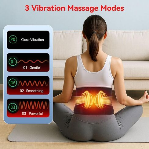 Red Light Belt for Back & Abdomen, Cordless Infrared Light Wrap with Pulse/Vibration Massage & Timer, Relaxing Waist Wrap for Daily Wellness, Gift for Family in Saudi Arabia