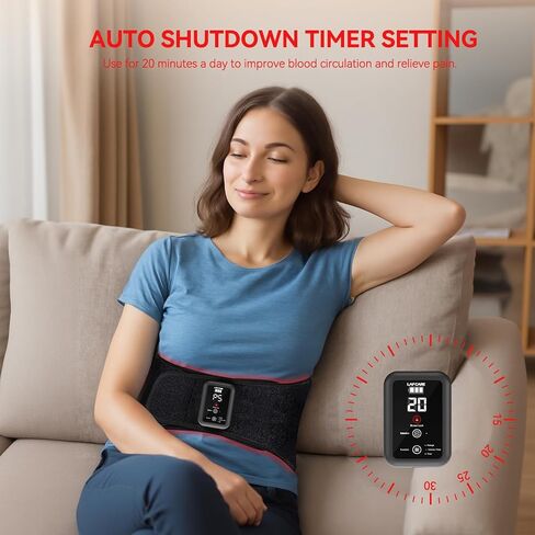 Red Light Belt for Back & Abdomen, Cordless Infrared Light Wrap with Pulse/Vibration Massage & Timer, Relaxing Waist Wrap for Daily Wellness, Gift for Family in Saudi Arabia