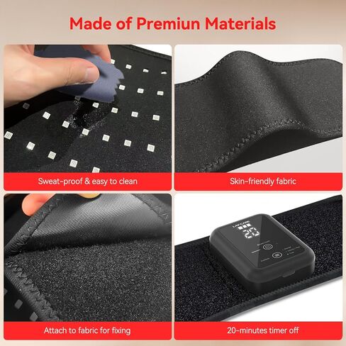 Red Light Belt for Back & Abdomen, Cordless Infrared Light Wrap with Pulse/Vibration Massage & Timer, Relaxing Waist Wrap for Daily Wellness, Gift for Family in Saudi Arabia