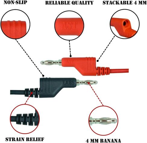 Test Lead Banana Plug Male Stackable to Banana Plug [39"] (Black/Red/Green/Blue/Yellow) in Saudi Arabia
