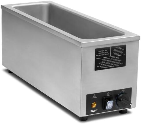 Vollrath 72013 سخان سطح طويل بنصف حجم 120 فولت، من الفولاذ المقاوم للصدأ جيدًا مع 10 إعدادات ترموستاتية، يناسب المقالي ذات الحجم النصف/الرابع/السادس حتى عمق 6 بوصات، تصميم مضغوط، أقدام مضادة للانزلاق in Saudi Arabia