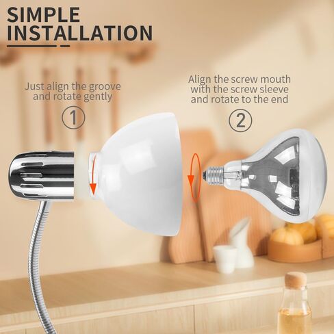 DUEBEL 275W مصباح تسخين الطعام التجاري، حامل مصباح تسخين معقوفة قابل للتعديل 360 درجة، محمول ومستقر للحفاظ على الطعام دافئًا في البوفيهات، والوجبات السريعة، والشواء، والمطبخ المنزلي، والفناء in Kuwait