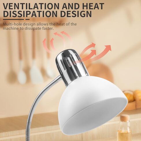 DUEBEL 275W مصباح تسخين الطعام التجاري، حامل مصباح تسخين معقوفة قابل للتعديل 360 درجة، محمول ومستقر للحفاظ على الطعام دافئًا في البوفيهات، والوجبات السريعة، والشواء، والمطبخ المنزلي، والفناء in Kuwait