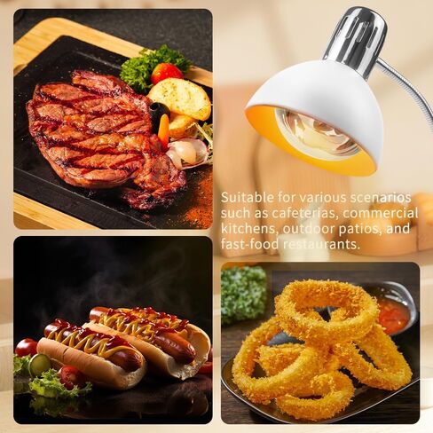 DUEBEL 275W مصباح تسخين الطعام التجاري، حامل مصباح تسخين معقوفة قابل للتعديل 360 درجة، محمول ومستقر للحفاظ على الطعام دافئًا في البوفيهات، والوجبات السريعة، والشواء، والمطبخ المنزلي، والفناء in Kuwait