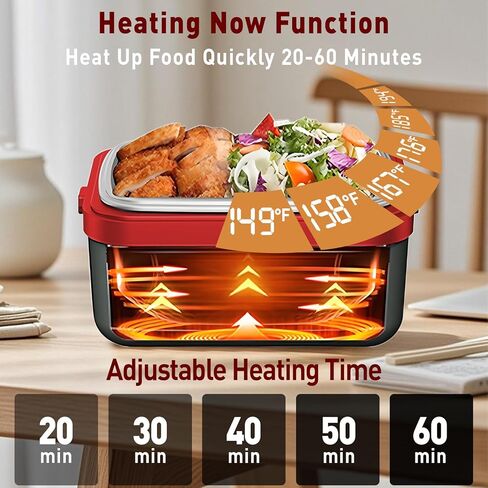 Cordless Electric Heated Lunch Box for Men Women, 1L Rechargeable Lunch Box Self-Heating Food Warmer with Keep Warm Function Ideal for Indoor Outdoor Work Office Camping Travel in Saudi Arabia