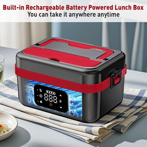 Cordless Electric Heated Lunch Box for Men Women, 1L Rechargeable Lunch Box Self-Heating Food Warmer with Keep Warm Function Ideal for Indoor Outdoor Work Office Camping Travel in Saudi Arabia