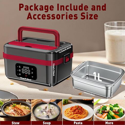 Cordless Electric Heated Lunch Box for Men Women, 1L Rechargeable Lunch Box Self-Heating Food Warmer with Keep Warm Function Ideal for Indoor Outdoor Work Office Camping Travel in Saudi Arabia
