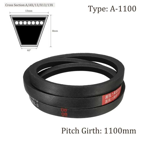قطعة واحدة من أحزمة محرك V A-1100 - [طول الملعب 1130 مم × عرض 13 مم × سمك 8 مم] حزام نقل مطاطي من القسم A لأنظمة القيادة، أسود in Kuwait