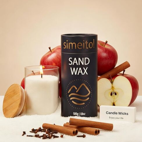 18oz Scented Candle Sand Wax, Vanilla Scented Pearled Candles with a Glass Jar, Long Lasting with 120 Hours Refillable Candle Sand with 30 Wicks for Home Decor/ Holiday Gift Crafting/ Relaxation in Kuwait