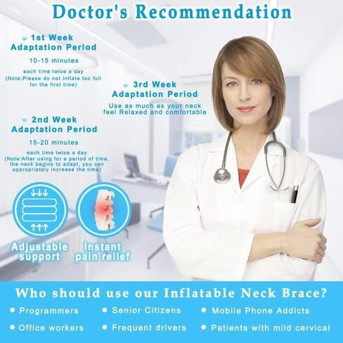 جهاز جر الرقبة العنقي لتخفيف آلام الرقبة بشكل فوري - دعامة دعم للرقبة قابلة للنفخ والتعديل، وسادة جر للرقبة للاستخدام المنزلي لتخفيف ضغط الرقبة in Kuwait