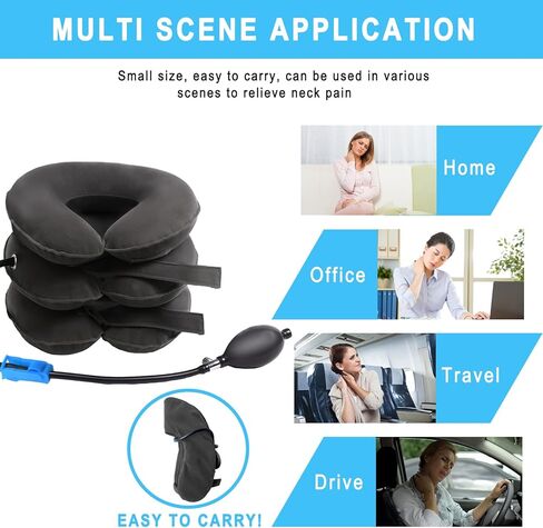 جهاز جر الرقبة العنقي لتخفيف آلام الرقبة بشكل فوري - دعامة دعم للرقبة قابلة للنفخ والتعديل، وسادة جر للرقبة للاستخدام المنزلي لتخفيف ضغط الرقبة in Kuwait