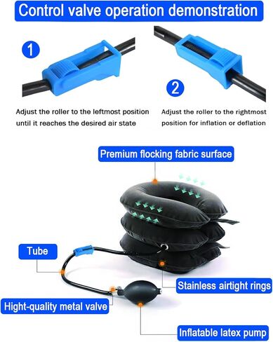 جهاز جر الرقبة العنقي لتخفيف آلام الرقبة بشكل فوري - دعامة دعم للرقبة قابلة للنفخ والتعديل، وسادة جر للرقبة للاستخدام المنزلي لتخفيف ضغط الرقبة in Kuwait