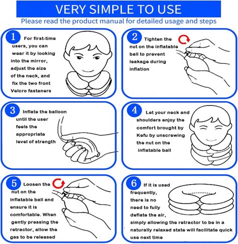 جهاز جر الرقبة العنقي لتخفيف آلام الرقبة بشكل فوري - دعامة دعم للرقبة قابلة للنفخ والتعديل، وسادة جر للرقبة للاستخدام المنزلي لتخفيف ضغط الرقبة in Kuwait