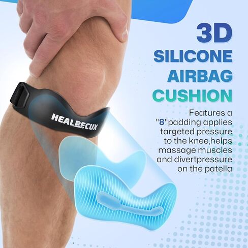 Healrecux Patella Band، حزام الركبة، دعم وتر الرضفة لألم الركبة والتهاب الأوتار، دعامة الركبة لتثبيت الرضفة للجري، كرة السلة، الركبة، التنس، الكرة الطائرة والقرفصاء - Inky 1 Pack in Kuwait