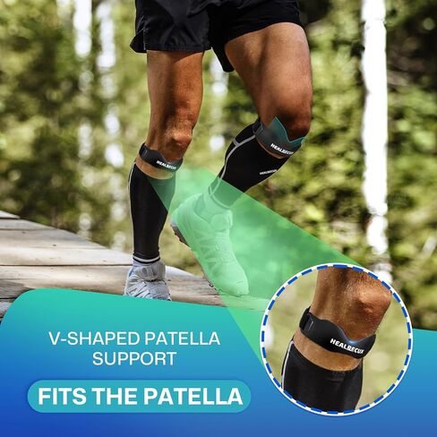 Healrecux Patella Band، حزام الركبة، دعم وتر الرضفة لألم الركبة والتهاب الأوتار، دعامة الركبة لتثبيت الرضفة للجري، كرة السلة، الركبة، التنس، الكرة الطائرة والقرفصاء - Inky 1 Pack in Kuwait