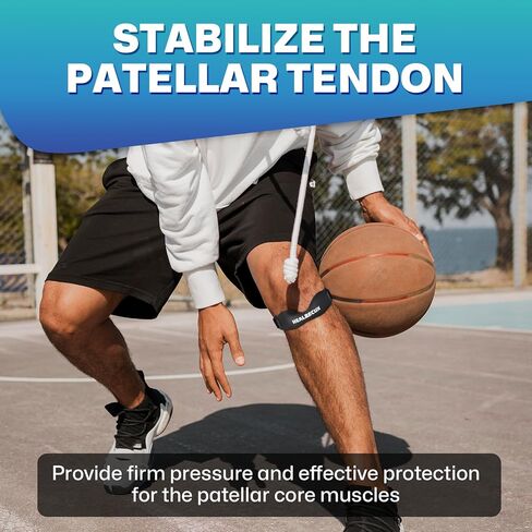 Healrecux Patella Band، حزام الركبة، دعم وتر الرضفة لألم الركبة والتهاب الأوتار، دعامة الركبة لتثبيت الرضفة للجري، كرة السلة، الركبة، التنس، الكرة الطائرة والقرفصاء - Inky 1 Pack in Kuwait