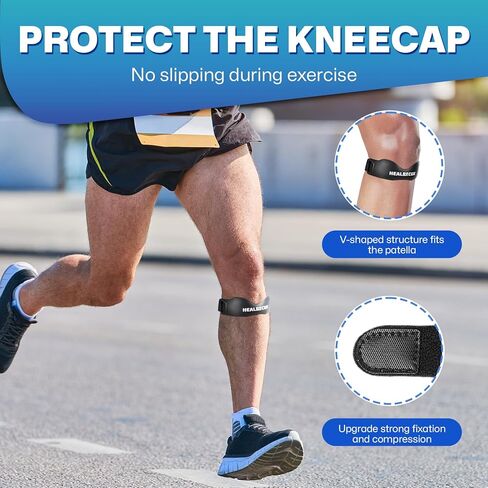 Healrecux Patella Band، حزام الركبة، دعم وتر الرضفة لألم الركبة والتهاب الأوتار، دعامة الركبة لتثبيت الرضفة للجري، كرة السلة، الركبة، التنس، الكرة الطائرة والقرفصاء - Inky 1 Pack in Kuwait