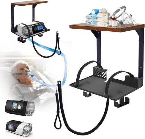 CPAP Shelf Wall Mount, 2-Tier Organizer with Adjustable CPAP Hose Holder & Mask Hook & Bottom Hooks, CPAP Hose Holder Bedside CPAP Stand Organizer fit for ResMed AirSense 10 & 11, Easy Installation in Saudi Arabia