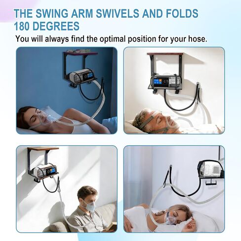 CPAP Shelf Wall Mount, 2-Tier Organizer with Adjustable CPAP Hose Holder & Mask Hook & Bottom Hooks, CPAP Hose Holder Bedside CPAP Stand Organizer fit for ResMed AirSense 10 & 11, Easy Installation in Saudi Arabia