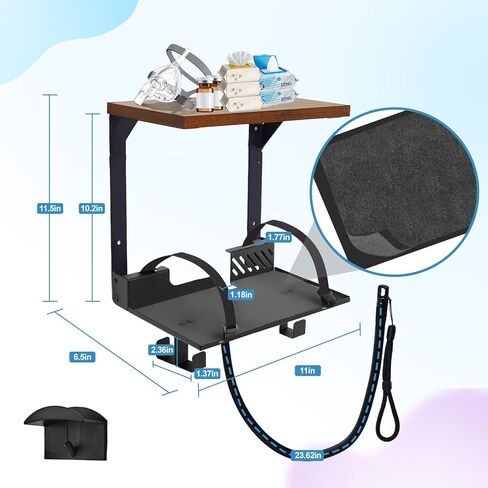 CPAP Shelf Wall Mount, 2-Tier Organizer with Adjustable CPAP Hose Holder & Mask Hook & Bottom Hooks, CPAP Hose Holder Bedside CPAP Stand Organizer fit for ResMed AirSense 10 & 11, Easy Installation in Saudi Arabia