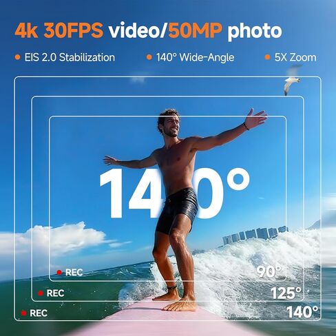 SVBONY SVGo2 4K30FPS Underwater Camera, EIS 2.0 Dual Touch-Screen Waterproof Camera Underwater, 50MP 5X Zoom, 2 Batteries, Remote Action Camera with Floating Selfie Stick, Neck Mount Bundle in Saudi Arabia