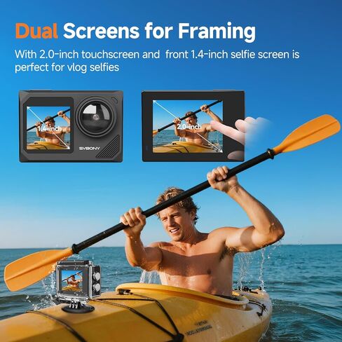 SVBONY SVGo2 4K30FPS Underwater Camera, EIS 2.0 Dual Touch-Screen Waterproof Camera Underwater, 50MP 5X Zoom, 2 Batteries, Remote Action Camera with Floating Selfie Stick, Neck Mount Bundle in Saudi Arabia