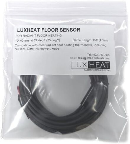 LuxHeat Temperature Floor Sensor for Electric Floor Heating. Universal NTC 10kohm 15ft Probe, Suitable for Most Heating Installations. Compatible with Most Brands, Honeywell Aube Ditra NuHeat & More in Saudi Arabia