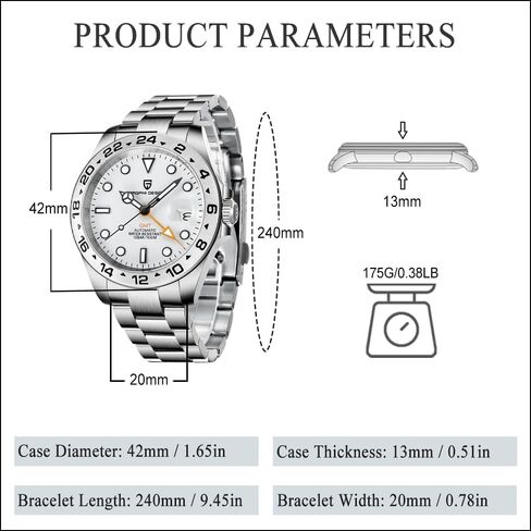 Pagani Design Watches for Men Automatic Mechanical GMT Watch 42mm Stainless Steel Sapphire Crystal Waterproof Luminous Sport Men's Wrist Watches in Saudi Arabia