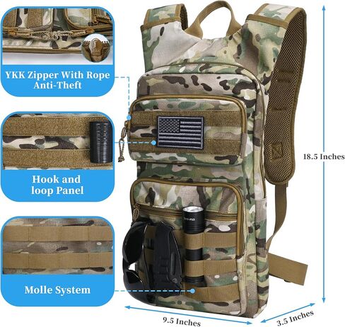 Tactical Hydration Backpack,tactifans Water Backpack with 3L Water Bladder,Tactical Molle Hydration Pack for Men Women,Hydration Pack Backpack for Hiking,Running,Hunting,Biking in Saudi Arabia