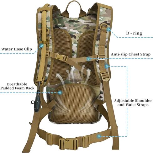 Tactical Hydration Backpack,tactifans Water Backpack with 3L Water Bladder,Tactical Molle Hydration Pack for Men Women,Hydration Pack Backpack for Hiking,Running,Hunting,Biking in Saudi Arabia