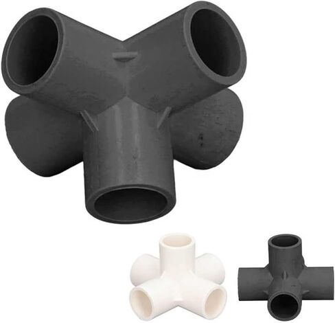 Pipe Connector 5 Way Crack Resistant 3 Dimensional Pipe Fitting with High Gloss Finish for Cat Fence(Black) in Kuwait