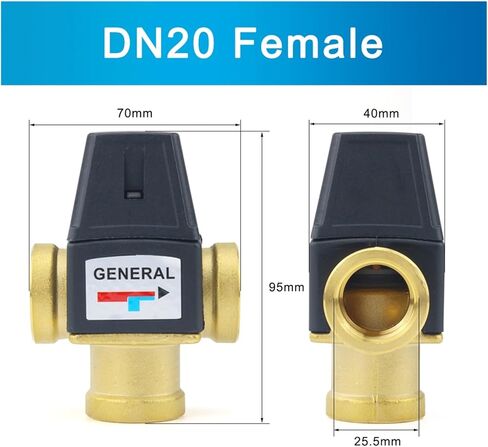 Female/Male Thread Brass Thermostatic Mixer Valve DN20/25 3-Way Thermostat for Solar Water Heater Bathroom Accessory(3/4" Male) in Kuwait