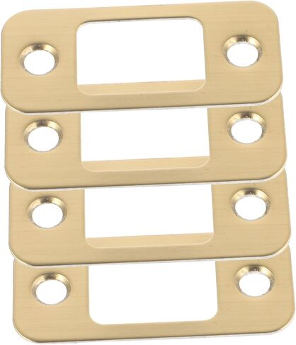 SHINEOFI 4pcs Gold Door Strike Plates Deadbolt Reinforcement Plates for Exterior Doors Sturdy Strike Kit for Enhanced Security Compatible Standard in Saudi Arabia