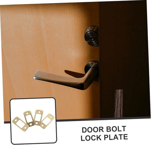 SHINEOFI 4pcs Gold Door Strike Plates Deadbolt Reinforcement Plates for Exterior Doors Sturdy Strike Kit for Enhanced Security Compatible Standard in Saudi Arabia