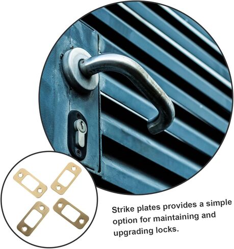 SHINEOFI 4pcs Gold Door Strike Plates Deadbolt Reinforcement Plates for Exterior Doors Sturdy Strike Kit for Enhanced Security Compatible Standard in Saudi Arabia