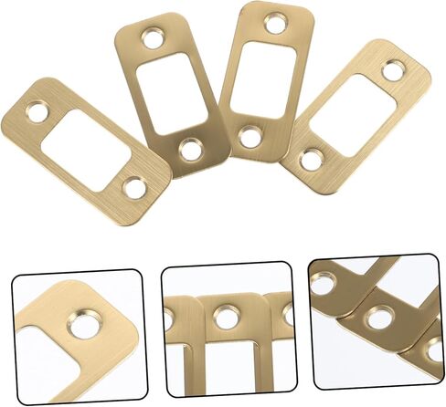 SHINEOFI 4pcs Gold Door Strike Plates Deadbolt Reinforcement Plates for Exterior Doors Sturdy Strike Kit for Enhanced Security Compatible Standard in Saudi Arabia