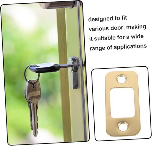 SHINEOFI 4pcs Gold Door Strike Plates Deadbolt Reinforcement Plates for Exterior Doors Sturdy Strike Kit for Enhanced Security Compatible Standard in Saudi Arabia