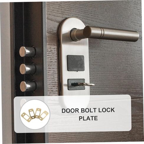 SHINEOFI 4pcs Gold Door Strike Plates Deadbolt Reinforcement Plates for Exterior Doors Sturdy Strike Kit for Enhanced Security Compatible Standard in Saudi Arabia
