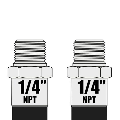 Reelcraft S10-260044 مجموعة خرطوم الشحوم عالي الضغط، 1/4 بوصة × 25 بوصة، 5000 رطل لكل بوصة مربعة، 1/4 بوصة × 1/4 NPTF(M)، 0.58 OD، جديلة سلكين in Kuwait