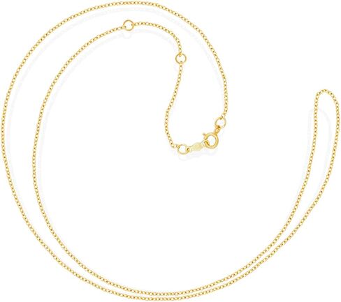 Jewelili 10K Yellow Gold or 10K White Gold or Sterling Silver 1.0mm Cable Chain Necklace with Spring-ring Clasp |17", 18", 19" (inches) Extendable Length in Saudi Arabia
