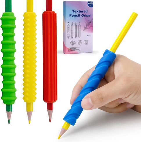 4 قطع من مقابض أقلام الرصاص من Sequiay للكتابة اليدوية، قبضة قلم رصاص من السيليكون المزخرف - أدوات ADHD، ألعاب فيدجيتس للعبة الفصل الدراسي، تساعد على تخفيف التوحد والقلق والإجهاد in Kuwait