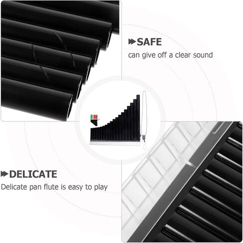 ULTECHNOVO Professional 18-pipe C Key Pan Flute آلة موسيقية محمولة للمبتدئين والطلاب باللون الأسود in Kuwait