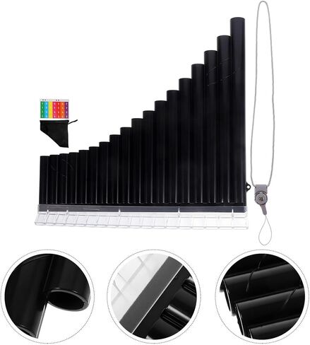 ULTECHNOVO Professional 18-pipe C Key Pan Flute آلة موسيقية محمولة للمبتدئين والطلاب باللون الأسود in Kuwait