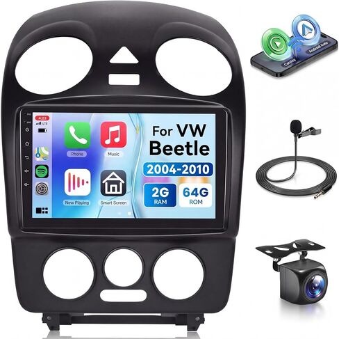 جهاز Android Car Stere لسيارة Volkswagen Beetle 2004-2010 يدعم Carplay اللاسلكي/Android Auto مع شاشة لمس 9 بوصة واي فاي GPS للملاحة BT USB FM/RDS راديو استقبال كاميرا احتياطية التحكم في عجلة القيادة in Saudi Arabia