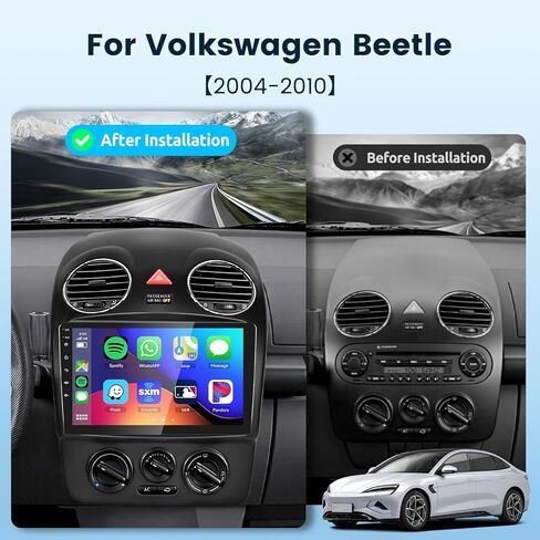 جهاز Android Car Stere لسيارة Volkswagen Beetle 2004-2010 يدعم Carplay اللاسلكي/Android Auto مع شاشة لمس 9 بوصة واي فاي GPS للملاحة BT USB FM/RDS راديو استقبال كاميرا احتياطية التحكم في عجلة القيادة in Saudi Arabia