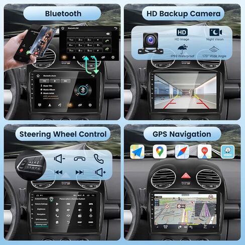 جهاز Android Car Stere لسيارة Volkswagen Beetle 2004-2010 يدعم Carplay اللاسلكي/Android Auto مع شاشة لمس 9 بوصة واي فاي GPS للملاحة BT USB FM/RDS راديو استقبال كاميرا احتياطية التحكم في عجلة القيادة in Saudi Arabia