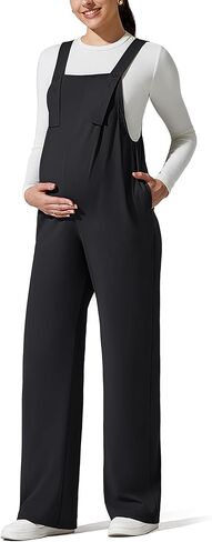 G4Free ShiftReady Maternity Jumpsuit Adjustable Strap Overalls Pregnancy Wide Leg Pants with Pockets in Saudi Arabia